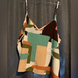 Women’s color block pattern spaghetti strap tank top